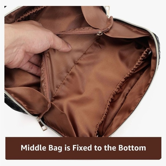 New!Black Woven Travel Toiletry Bag with Gold X Guitar Crossbody Strap - Picture 4 of 7